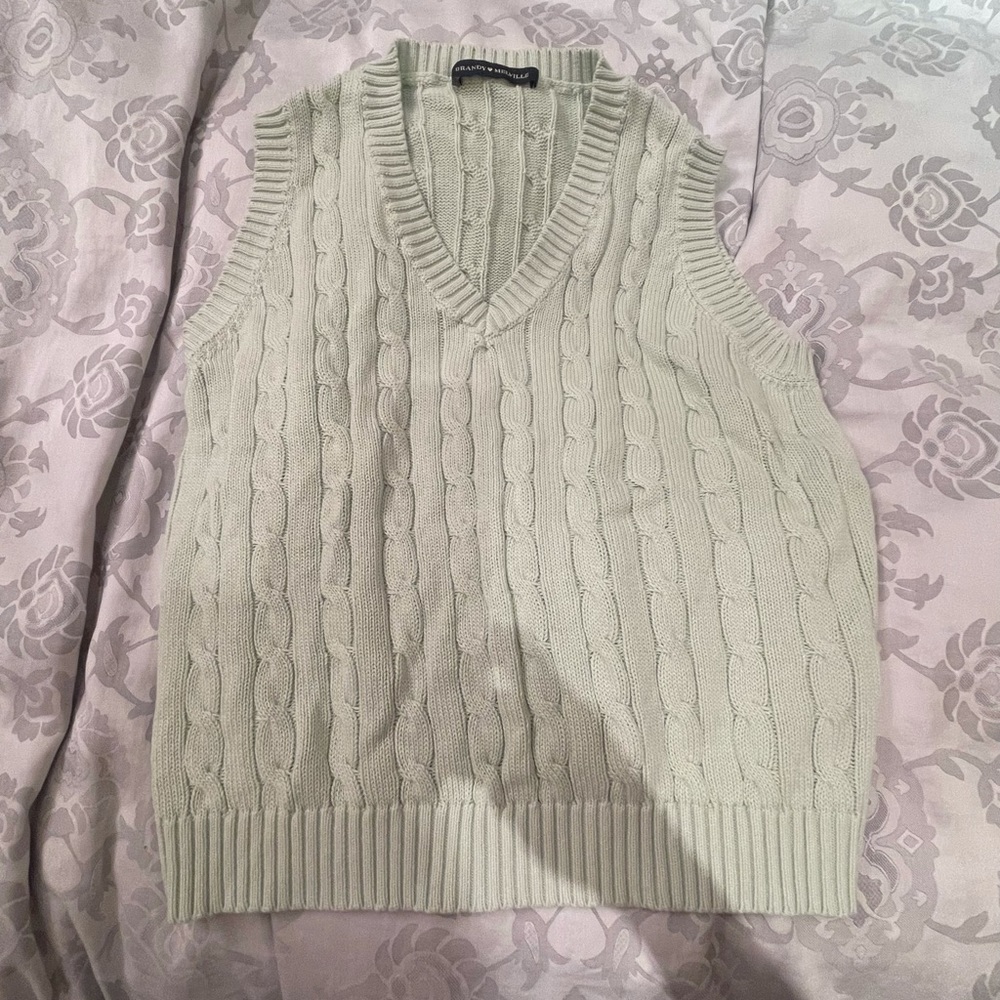 Brandy Melville cable knit light green sweater vest :)